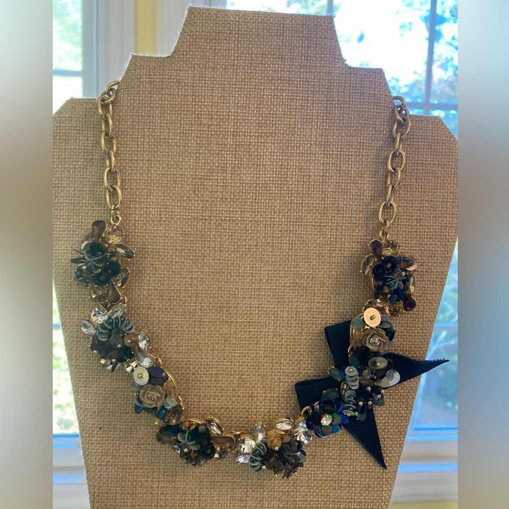 Talbots Sequins And Bow Statement Bib Necklace - image 1